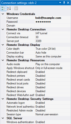 Connection settings