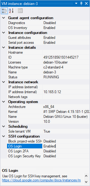 Instance details