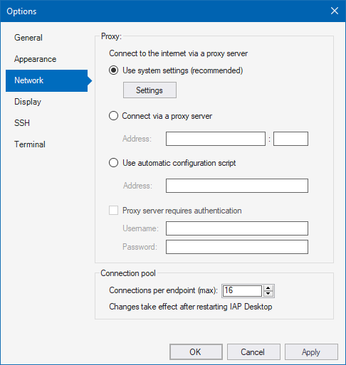 Proxy settings